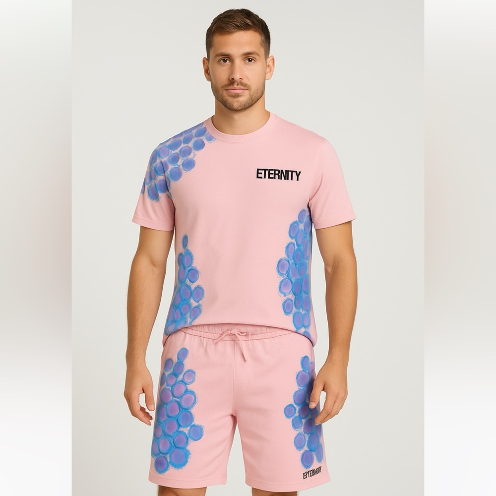 Eternity Pink and Blue Graphic T-Shirt and Shorts Set